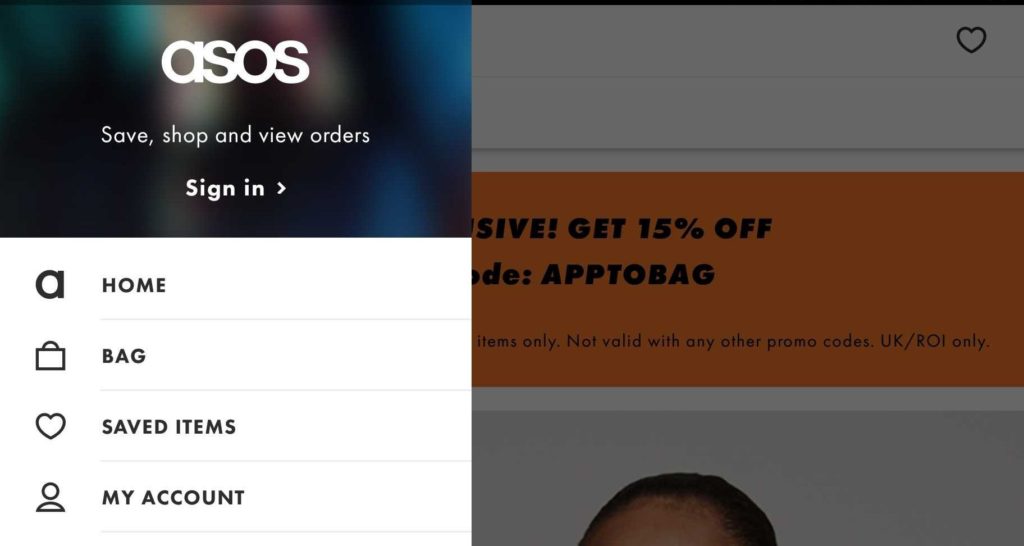 Asos Website Menu Omnichannel Marketing Example