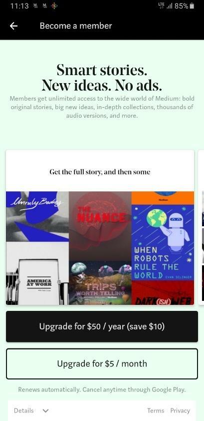 Medium Premium Articles Subscription Service