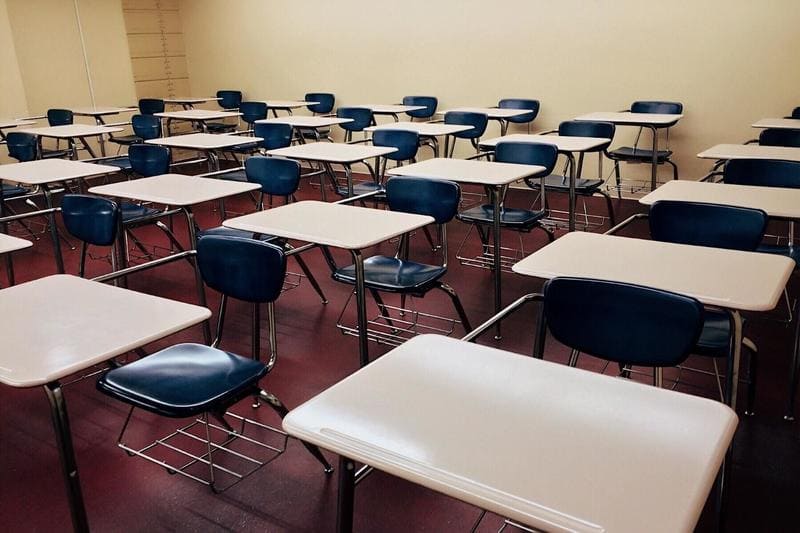 Desks in a Classroom