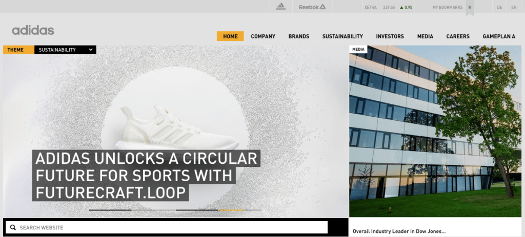 Adidas Website Omnichannel Marketing Example