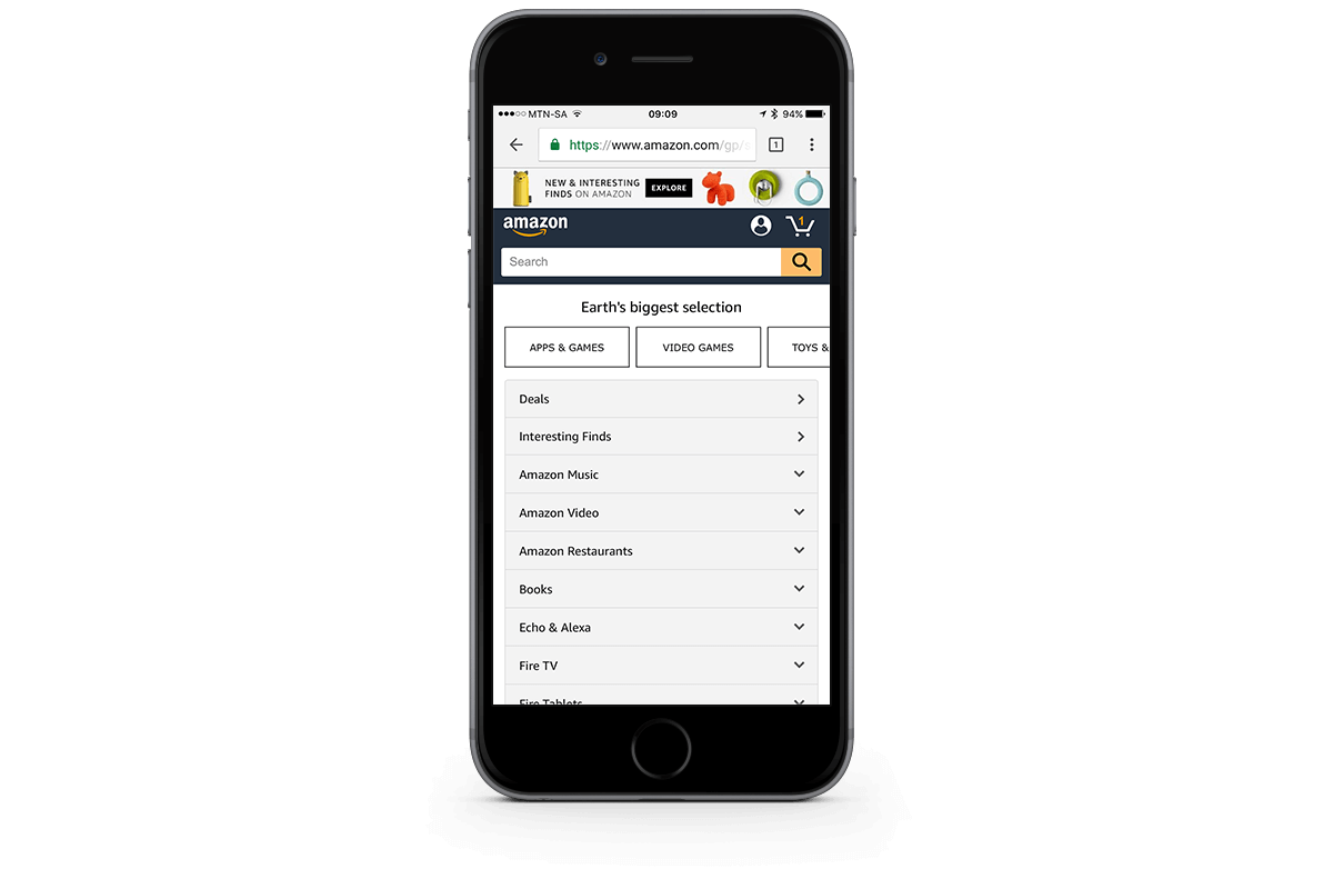Amazon Mobile First Website