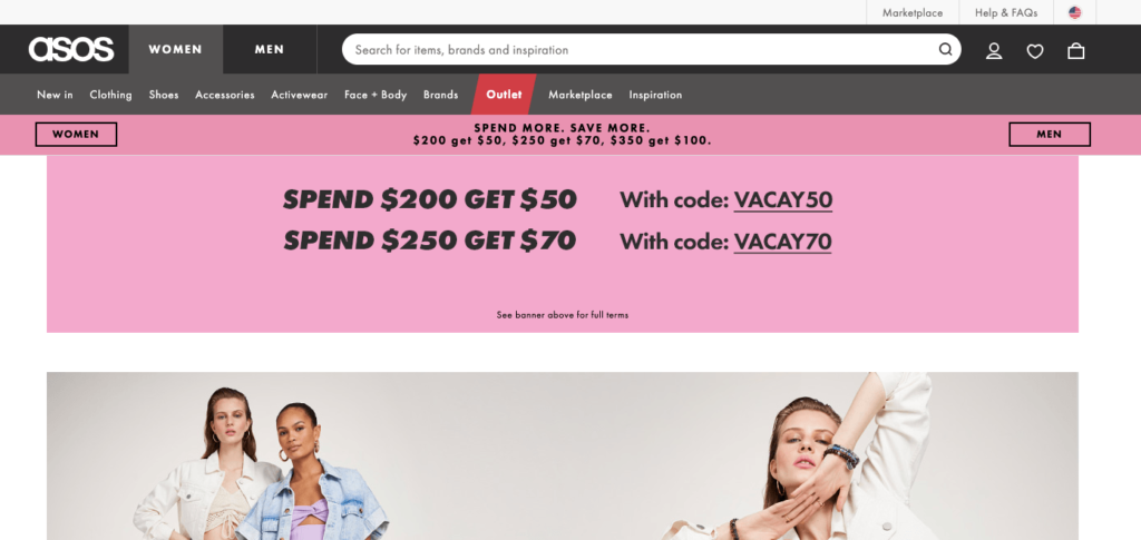 Asos Website Omnichannel Marketing Example