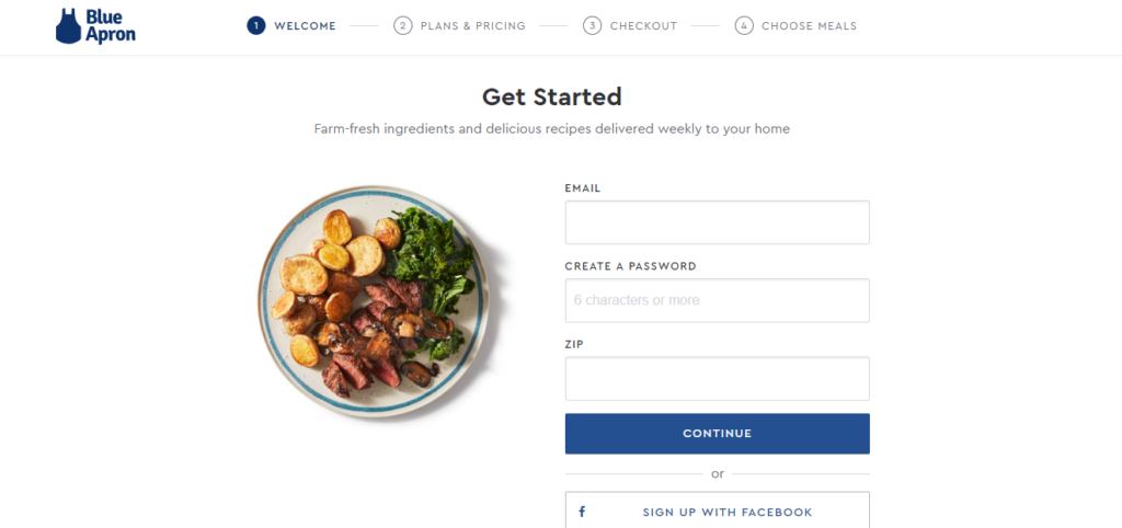 Blue Apron Landing Page