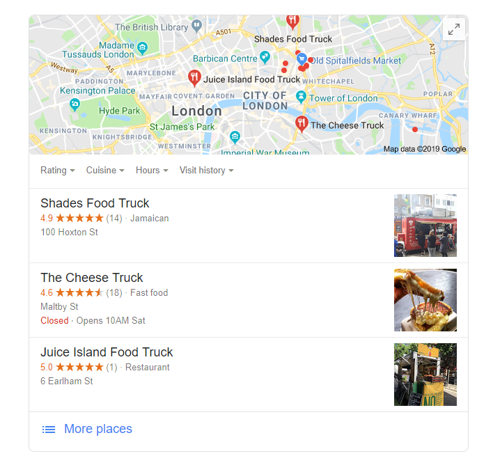 Google Food Truck Map