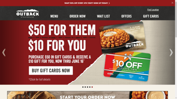 Outback Steakhouse Restaurant Website Design