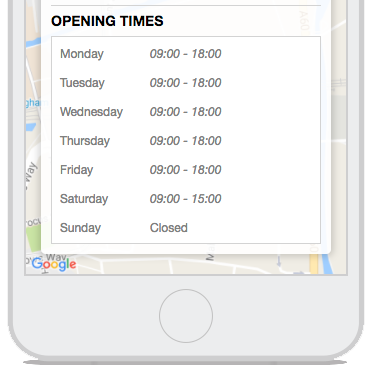 Opening Times About Tab