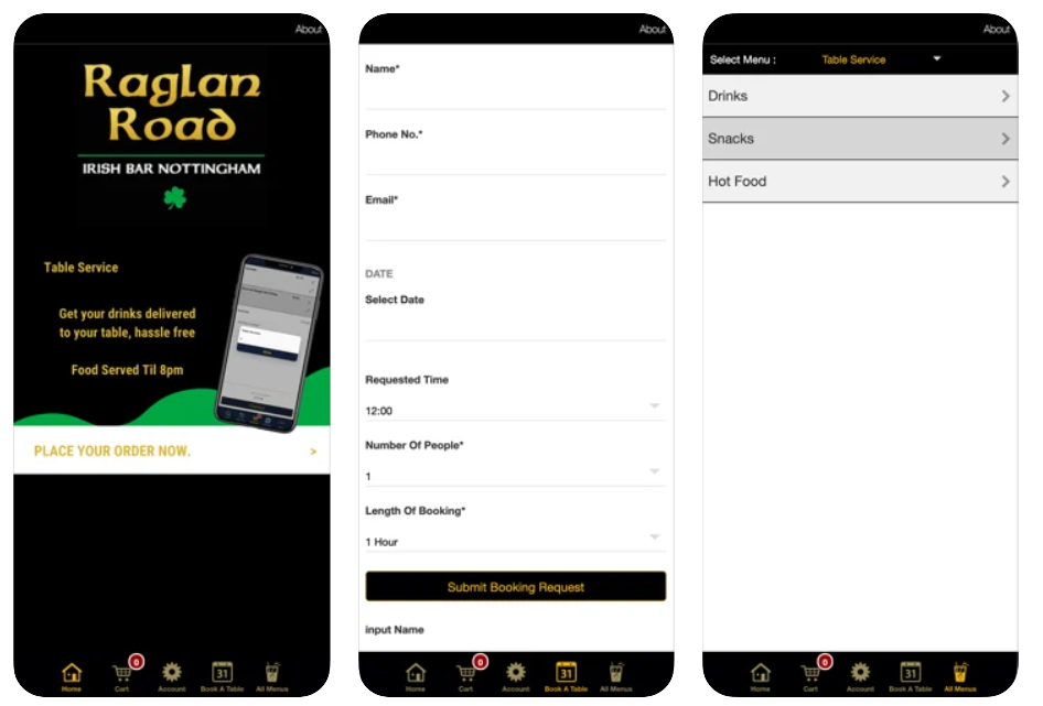 raglan road restaurant app example