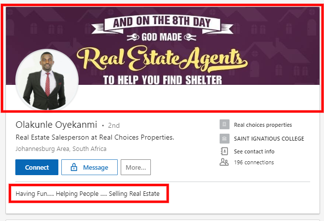 Realtor Bio on LinkedIn Example 1